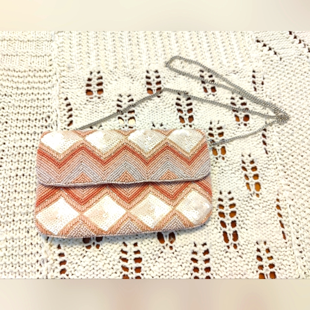 Bijou Brigitte pink beaded and sequins purse